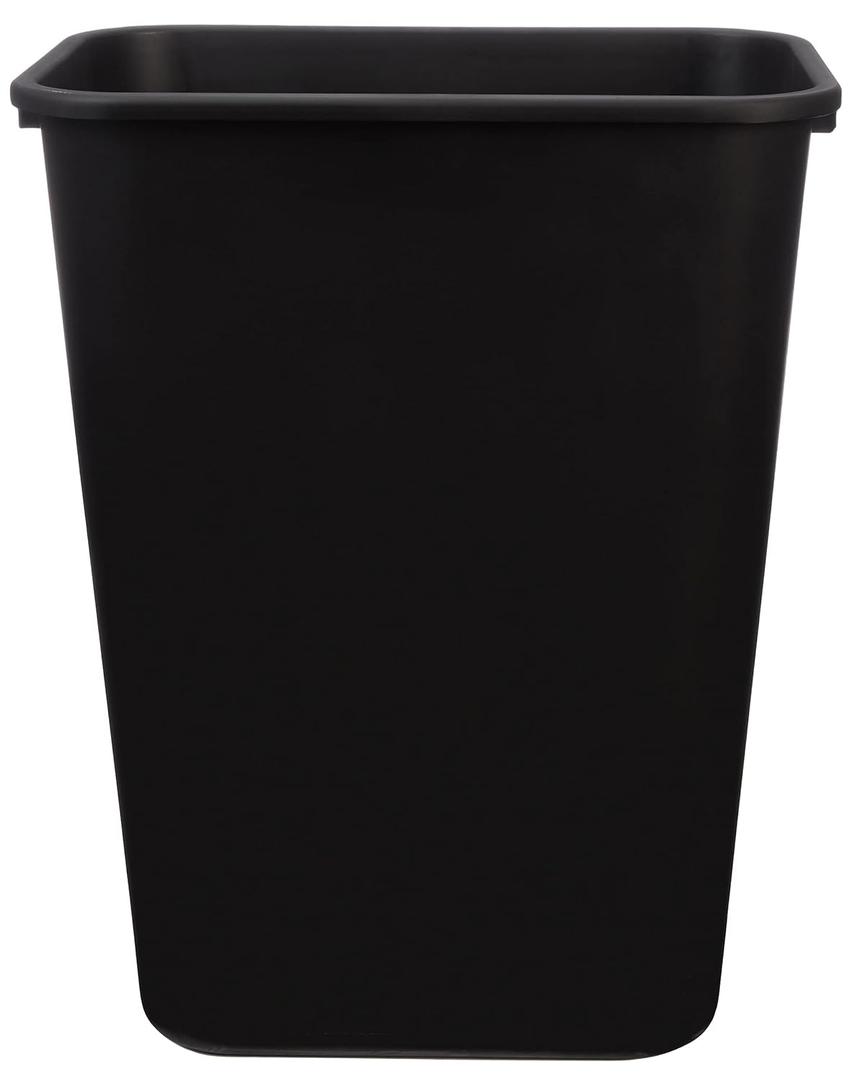 Amazon Basics Rectangular Plastic Office Wastebasket, Easy to Clean, 10 Gallon, Black, 2-Pack