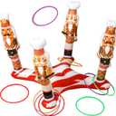 Soaoo Christmas Ring Toss Games for Party Christmas Inflatable Nutcrackers Ring Toss Game with 8 Rings for Xmas Adults Families Gifts Indoor Outdoor Xmas Holiday Party Supplies Decorations