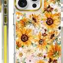 VisEnt Clear Case for iPhone 16 Pro, Magnetic Phone Case, Transparent Slim Cover, Military Grade Protection, Shockproof, Anti-Yellowing, Scratch Resistant, Vintage Sunflower Floral