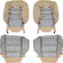 labwork Front Driver and Passenger Bottom and Top Backrest Tan Artificial Leather Seat Cover Replacement for Accord 2008-2012