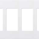 Lutron Claro Light Switch Cover Plate, 4 Gang Wallplate, for Decorator Light Switches, Rocker Light Switch Cover, Outlet Cover, Screwless Switch Plate Cover, Gloss, CW-4-WH, White (1 Pack)