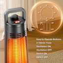 FLOWBREEZE Outdoor Patio Heater, 1200W, 3S Instant Heating, Portable Infrared Heater with 60Oscillating, 3H Timer, Tip-over&Overheat Protection, SuperQuiet Electric Heater for IndoorOutdoor Use, Onyx