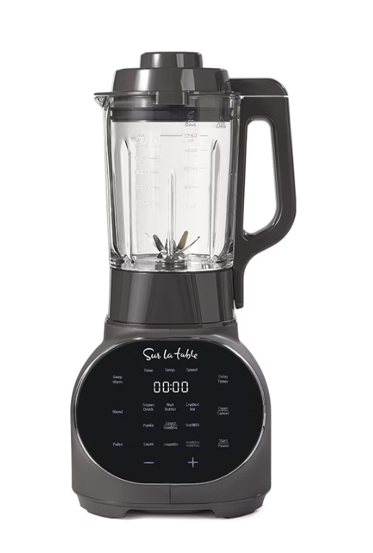 Sur La Table Countertop Power Blender with Heating Function - 1200W Blender for Smoothies, Hot Soup & Frozen Drinks, 10 Presets, Digital Display, Powerful Kitchen Appliance for Safe & Easy Food Prep