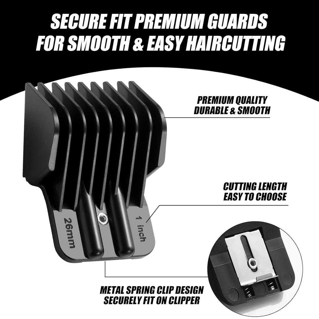 5 Pack Premium Trimmer Guards Fit for BaBylissPRO Barberology FX787 & FX726 Trimmer, Replacement Guards with Metal Spring Clip - From 1/32-5/4 inch Snap on Blade Attachment Combs Set