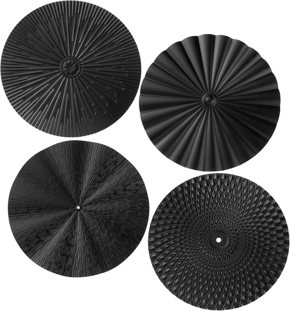Hicarer 4 Pcs 12 Inch Metal Wall Art Decor Sunburst Hanging Metal Artwork Decor Wall Art Decorations for Home Living Room Office Gift for Christmas(Black)