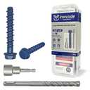 1/2 x 3 Concrete Screw Anchor with Drill Bit & Hex Driver | Heavy-Duty, Superior Corrosion Resistant Blue Coated Fasteners for Anchoring Heavy Fixtures 10pcs/Box