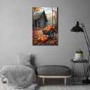 MNFGMH Farmhouse Pumpkin Barn Wall Art, Autumn Pumpkins Print, Printable Countryside Fall Painting, Autumn Halloween Decor, Fall Foliage Picture Gifts Canvas Roll 16x24 inch (Color9-Unframed)
