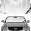 Windshield Sun Shade for Kia Sportage 2011-2016 with Sunroof. Reflective Aluminum Film Front Window Sunshade - BLAZBLOCK (Shiny Silver (Classic))