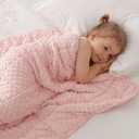 Huloo Sleep Kids Weighted Blanket Twin 7lbs (41"60",Pink) Breathable Soft Minky Weighted Throw Blanket for All Season,Heavy Blanket with Premium Glass Beads