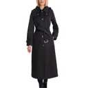 London Fog Black Large HOODED TRENCH COAT WITH WAIST BELT (Large)