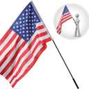 Flag Pole Portable, 5 ft Flag Poles For 3x5 Flags Outdoor, American Flag With Pole For Outside, Handheld Black Flagpole Kit for Carry Use, Parade, Guide, Extendable