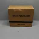 Wicker Picnic Basket with Removable Liner Empty Picnic Baskets with Lid, Picnic Hamper with Foldable Handles for Picnic 2, Natural Color, Large