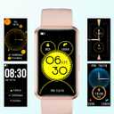 HUAKUA Fitness Tracker No Bluetooth No APP No Phone Needed, Fitness Watch for Men Women Parents IP68 Waterproof with Full Touch Screen Steps Calories Counter Sleep Tracker Alarm Clocks (Pink)