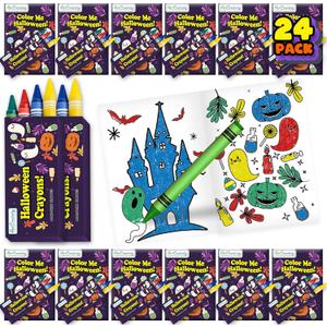 Fulmoon 144Pcs Halloween Coloring Books And Crayons