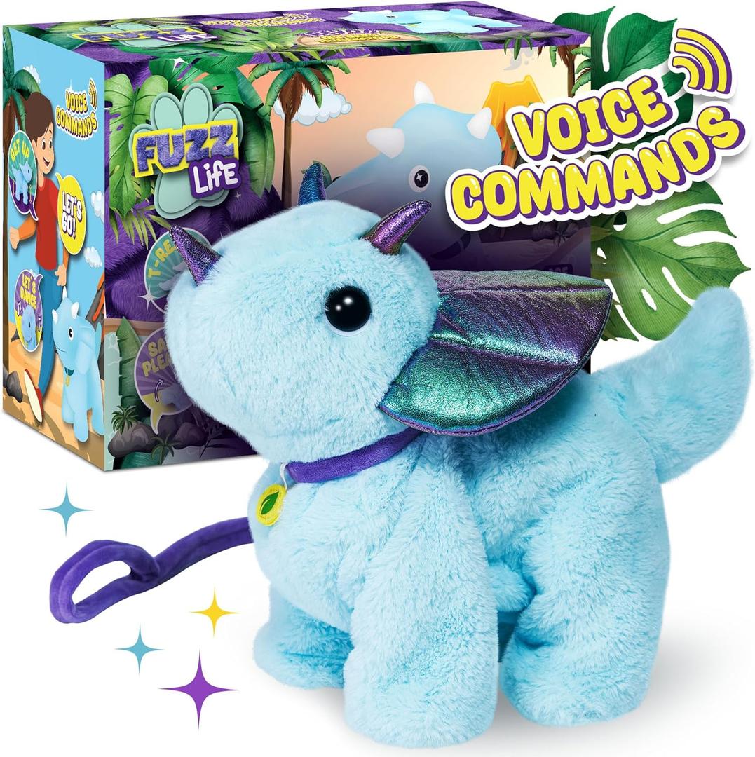 Voice Command Robot Dinosaur Plush - Interactive Pet | Trevor My Baby Triceratops, Knows 6 Tricks & Likes Walks | Dinosaur Toys for Kids 3-5, Stuffed Animals for Girls & Boys 3-6 Year Old Gifts
