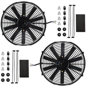 MuHize Electric Electric Radiator Cooling Fan - Upgraded 14" Universal High Performance Fan Push/Pull Electric Radiator Cooling Assembly Reversible 12V 80W with Mount Kit (Pack of 2)