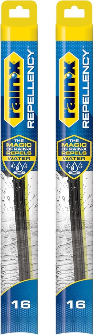 Rain-X 810358 Repellency Water Repellent Wiper Blades, 16" Windshield Wipers (Pack of 2), All Weather Streak-Free for Enhanced Visibility w/Water Repellency Formula