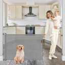 BETERTEK 80 Inch Wide Retractable Baby Gates for Dogs Indoor, Anti-Scratch Mesh Pet Gate for Doorways, 33” Tall Retractable Outdoor Gate for Decks, Anti-Climb Safety Mesh Gates for Kids or Pets, Gray (2 pack)