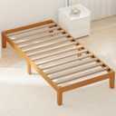 DUMOS Wood Bed Frame Twin Size, 12in Wooden Platform Bed Frame Mattress Foundation with Support Slats, No Spring Needed, Storage Space Under Base, Easy Assembly, Pine