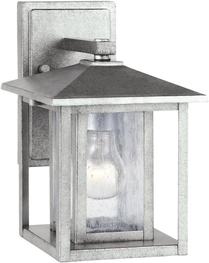 Generation Lighting 88025-57 Hunnington One - Light Outdoor Wall Lantern Outside Fixture, Weathered Pewter, 1-Light, cETL Listed, Safety Rated for Wet Locations, Aluminum Construction