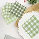 Green Gingham Napkins Disposable Cocktail: 120PCS Checkered Square Paper 9.8x9.8 Inch For Table Decorations & Dinner Party