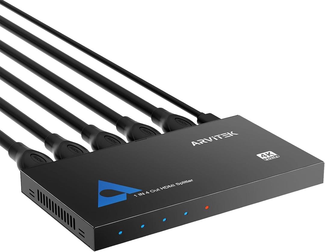 4K Metal HDMI Splitter 1 in 4 Out, 14 Powered HDMI Video TV Splitter for Xbox, PS4/5, PC, Laptop, 4Kx2K@30Hz 3D Full HD, Mirror Monitor Only (Not a Switch)