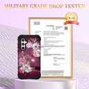 Hocase for Galaxy S23 FE Case, Heavy Duty Shockproof Protection Soft Silicone Rubber+Hard Plastic Bumper Hybrid Protective Case for Samsung Galaxy S23 FE 5G (6.4"") 2023 - Burgundy Flowers
