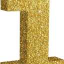 TONIFUL 7.8 Inch Gold Glitter Number 1 Wooden Table Centerpieces Birthday Party Decorations,Shining Golden Digit 1 for Birthday Decorations,New Year,Graduation Decoration,Anniversary,Prop (1 Pack)