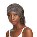 Satin Lined Cap for Natural Hair Big Bonnet for Braids Print (Grey Pattern)