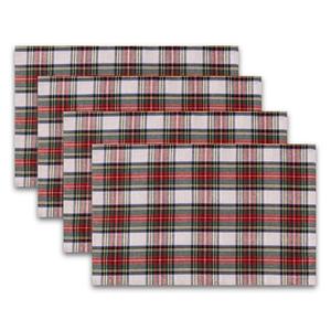 Christmas Plaid Placemats Set of 4, Red White Buffalo Checkered Tartan Winter Thanksgiving Xmas Table Mats for Dining Room Kitchen Table Decor