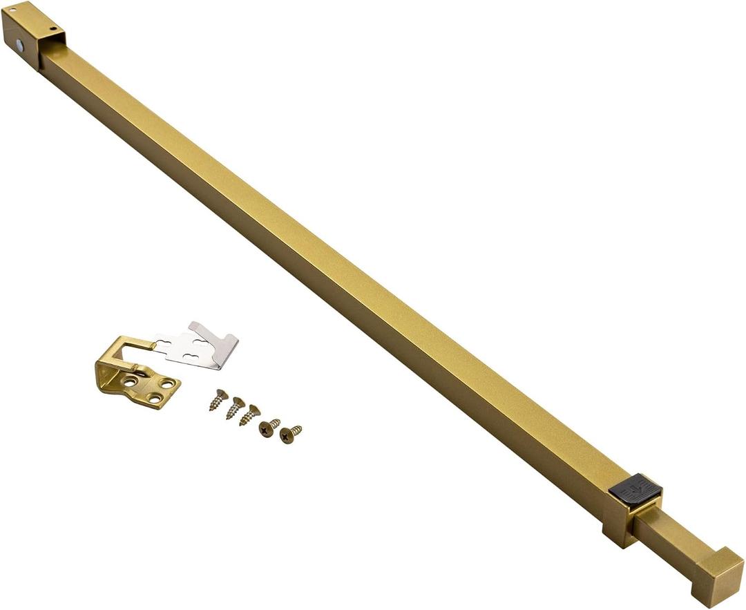 Ideal Security Sliding Door Security Bar with Childproof Lock, Adjustable, for Patio Doors and Sliding Glass Doors, Metallic Gold (25.75-47.5 Inches)