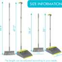 PHYEX 2-Pack Dustpan and Broom Set for Home Cleanup, Dustpan with Adjustable Handle, Broom with Dustpan Combo Set(Grey)