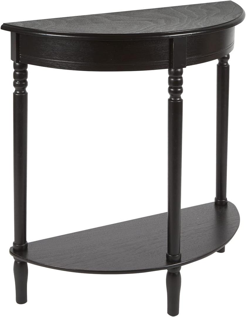 Decor Therapy Half Moon Entry Table, With Shelves & Easy Assembly, Farmhouse Entryway Table, Black, Wood - (28.5" x 11.8" x 28.5")