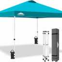 EAGLE PEAK Pop Up Canopy Tent with Wheeled Carry Bag, 8 Stakes, 4 Ropes, 4 Weight Bags, Easy Set Up Tent Canopy, 10x10 ft, 100sqft of Shade, Turquoise