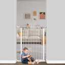 40.55" Extra Tall Baby Gate for Stairs-29.6"-34" Wide 1.37" Ultra Narrow Spacing Extra Wide Pet Cat Gate Dog Gate-Auto-Close Pressure Mounted Dog Door for Pets and Kids,White