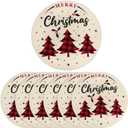 Christmas Placemats, 14inch Round Christmas Placemats Set of 6, Christmas Linen Table Mats Washable, Winter Xmas Holiday Plate Mats for Lndoor Kitchen and Dining Table (Lattice Tree)