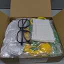 Panitay 7 Pcs Women's Halloween Costume Outfits Green Dress Red Knit Cardigan Shorts Glasses Socks Hair Tie for Cosplay (X-Large)