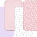 Bassinet Sheets for Baby Boys Girls 4 Pack(33" x 20"), Compatible with AirClub, Mika Micky, Baby Delight, Dream On Me, Koola, AMKE and Other Rectangle Bassinet Mattress, Pink
