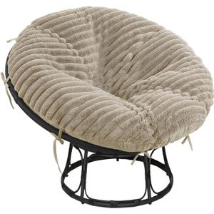 FOUXTEL Papasan Chair Cushion Cover, Plush Faux Fur papasan Cushion Cover, 50 Inch for 40-44 Inch Cushions, Super Soft Removable Cover with Ties & Zipper, Machine Washable - Khaki
