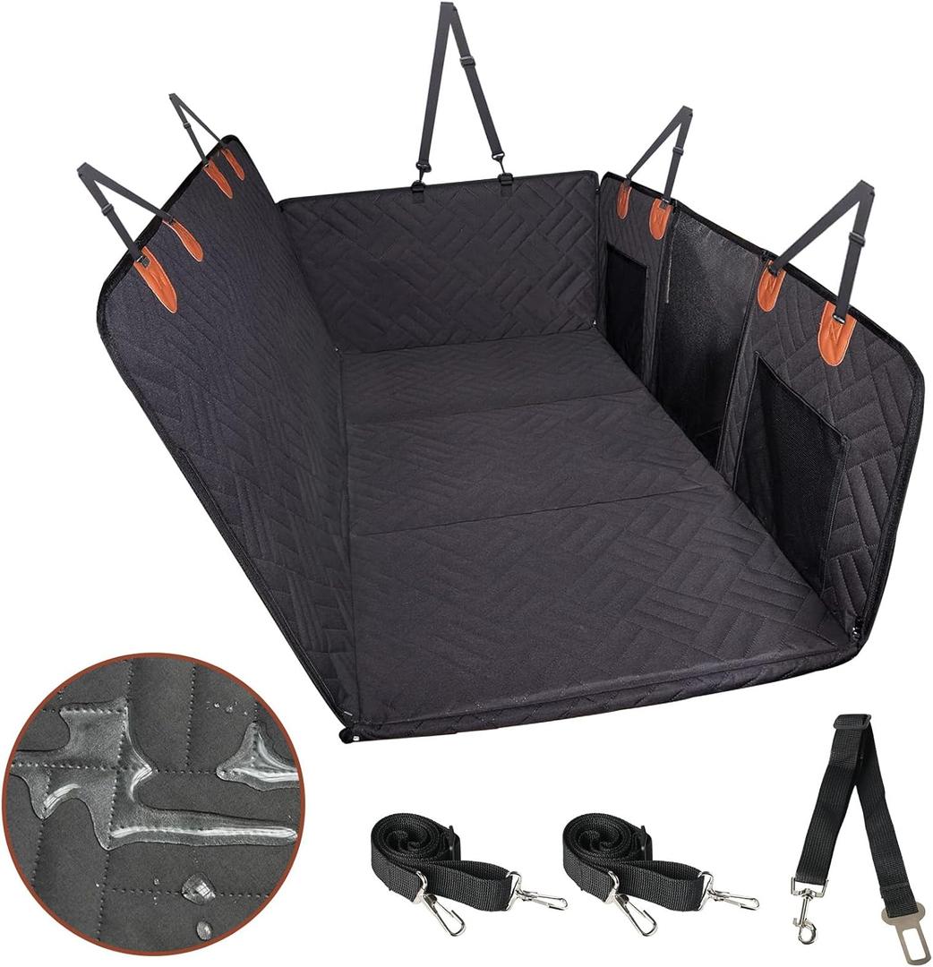 GAYISIC Back Seat Pet Cover, Dog Car Seat Cover Hard Bottom Holds 400lbs, Heavy Duty Scratch Proof Nonslip Durable Back Seat Covers for Cars Trucks and SUVs (Black)