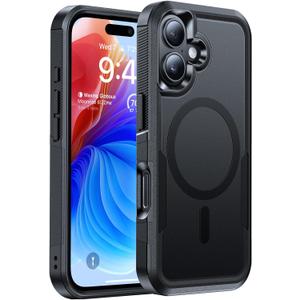 Magnetic for iPhone 17 Case Military-Grade Dual-Layer Shockproof, Heavy Duty Rugged Protection Phone Case [Fit for MagSafe] Anti-Fingerprint Anti-Scratch for iPhone17 Cover 6.3", Black