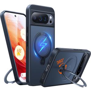 TORRAS 360 Spin Magnetic Stand for Google Pixel 10 Pro XL case, Compatible with Magsafe, 4X Military Drop Protection, Slim for Google Pixel 10 Pro XL Phone Case with Kickstand, Black