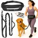 Tails & Tales Hands Free Waist Leash for Dog Walking Running Hiking with Zipper Pouch, Adjustable Belt, Dual Padded Handles, Reflective Bungee Design for Small to Large 100lb Dogs (Black)