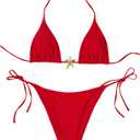 SHENHE Women's Triangle String Bikini Set 2 Piece Halter Swimsuits Starfish Metal Linked Swim Set (Red) M