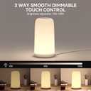 ROOTRO Touch Bedside Table Lamp, [Sleek Design & RGB Mode] 3 Way Dimmable Small Lamp for Bedroom, LED Lamp with Warm White Lights, Multi-Color Smart Nightstand Lamp for for Living Room Home Gifts