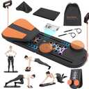 Pilates Board - Multifunctional Pilates Board for Home Workout with Smart Timer ,Portable and Foldable Pilates Board for Women, Travel-Friendly Pilates Reformer Set with Storage Bag (Black)