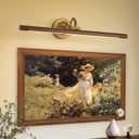 VitaLink Picture Lights for Wall, Remote Control Hardwired Artwork Picture Lighs 27.5 Long Retro Gold Wall Paintings Display Lighting Swing Arms Wooden Wall Lamp Bathroom Vanity Light Dimmable
