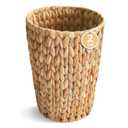 Coeusy Wicker Trash Can,Small Bathroom Trash Can,Water Hyacinth Wicker Waste Basket for Bathroom,Boho Waste Basket for Bedroom,Home Office,Compact Spaces(2 Gallon Round)