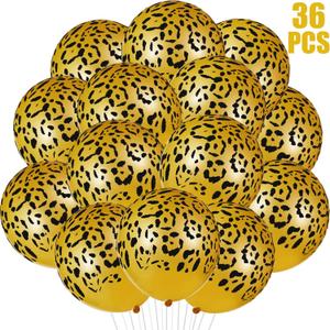 Gejoy 36 Pcs Cheetah Balloons Gold Leopard Print Balloons 12 Inch Spots Latex Leopard Jungle Animal Decorations for Cheetah Zoo Theme Birthday Party Supplies