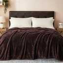 Exclusivo Mezcla Plush Fuzzy Fleece Bed Blanket Queen Size, Super Soft, Fluffy and Warm Blankets for Couch, Bed, All Season (Coffee, 90x90 Inches)